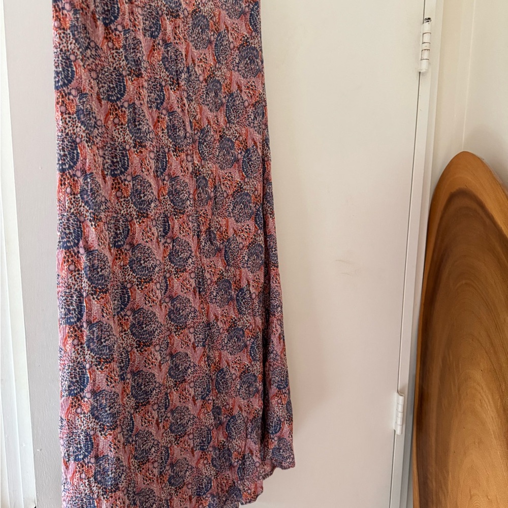 Bobeau Floral Maxi Skirt - Pink and Blue